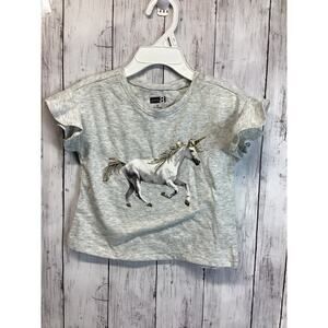 Crazy 8 Girls Casual T-Shirt Size 2T Gray Heather Animal Print Cozy Crew Neck